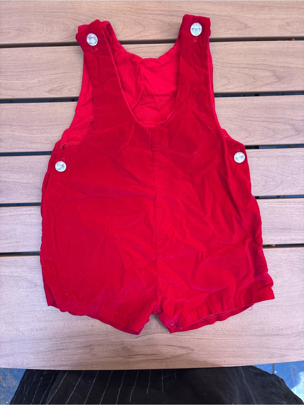 Vintage Red Button-Shoulder Baby Romper